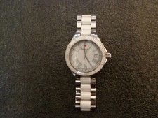 Hidalgo DMQ Diamonique White Ceramic Stainless Steel Watch Mother of Pearl Dial
