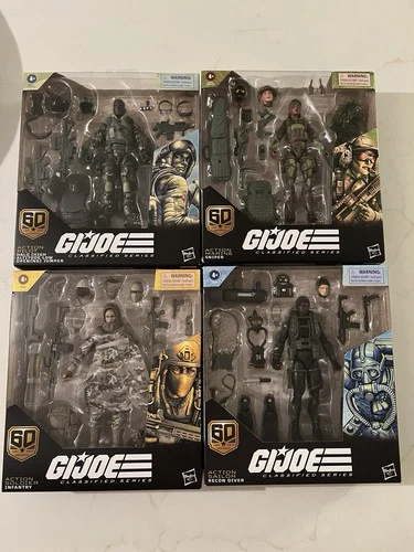 G.I. JOE CLASSIFIED 60th ANNIVERSARY ACTION SOLDIER SAILOR MARINE PILOT SET OF 4