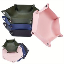 1box 4colors PU Leather Jewelry Valet Tray Portable Travel Dish Plate Entryway