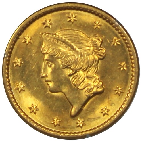 1849 Liberty Head Gold Dollar OW PCGS MS63 CAC 108X PREFIX OLD GREEN RATTLER - Picture 2 of 4