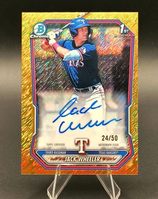 2026 Bowman Chrome Jack Wheeler 1st Bowman Gold Shimmer Autograph 24/50 Rangers