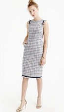 J. Crew Lightweight Tweed Sheath Dress In Red/White/Blue Sz 4 Sleeveless Fringe 