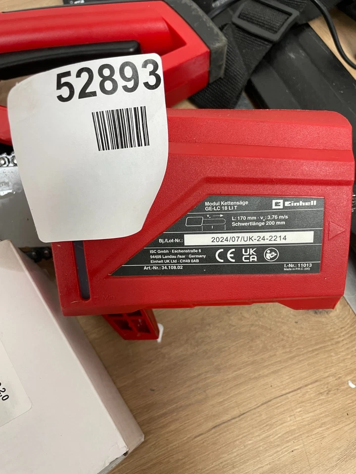 Einhell Cordless High Reach Chainsaw Power X-Change 18V GE-LC 18 Li T - Image 3 of 3