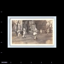 Old Vintage Photo MEN MARCHING BAND PARADE STREET SCENE