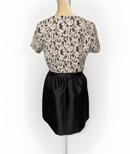 New Shoshanna White Lace Short Sleeve Colorblock A Line Dress w/Pockets Size 10 - Picture 6 of 10