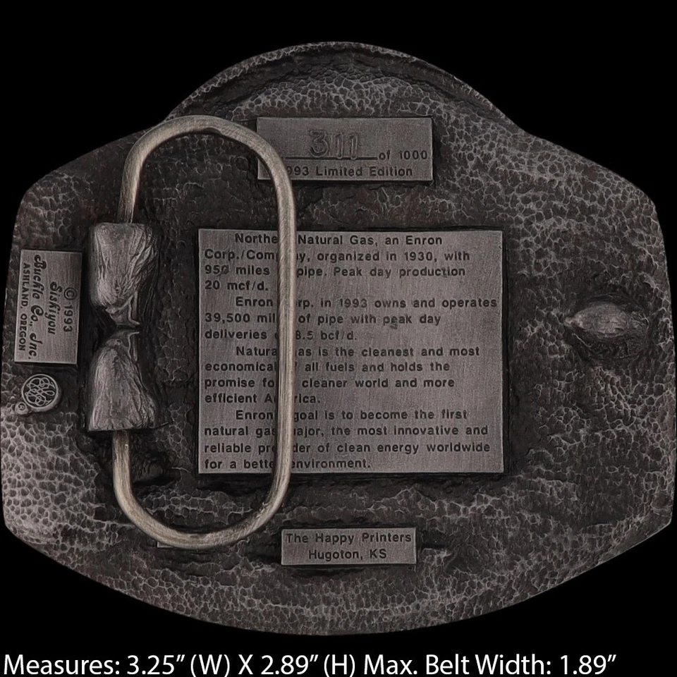 Nuevo Hugoton Kansas Northern Gas Natural Oilfield Nos Vintage Hebilla de Cinturón Foto 4 de 4