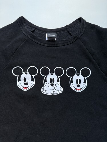 Disney Mickey Mouse Character Faces Graphic Black Sweatshirt X- Small - Picture 5 of 7