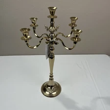 MARTHA STEWART HALLOWEEN GOLD TONE BATS 5 CANDLE HOLDER CANDELABRA 23”
