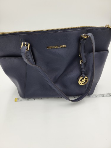 Michael Kors Tasche Schultertasche dunkelblau Saffiano Leder Top-Zip Jet Set - Bild 13 von 17