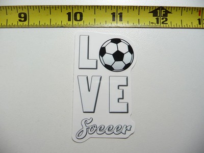 SOCCER BALL LOVE SMALL STICKER DECAL SCHOOL GAME TEAM MATCH SPORTS