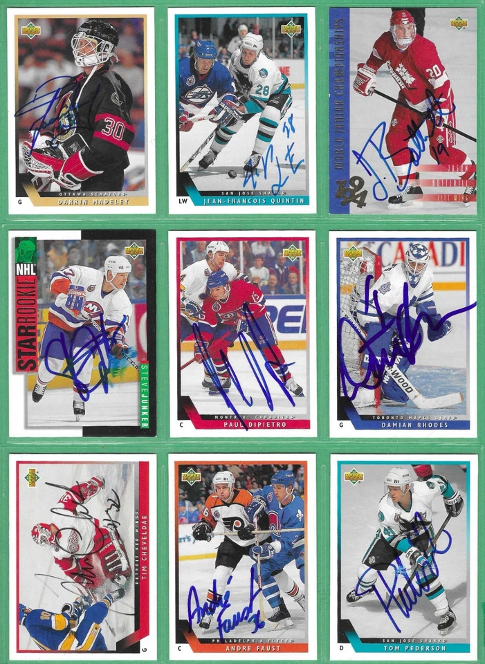 1993-94 Upper Deck Hockey *SIGNED* ~ 45 cards ~ Cheveldae, Lindgren, Blue - Image 4 of 4