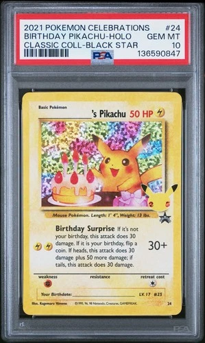 Pokemon Birthday Pikachu Holo Celebrations Classic Collection 24 PSA 10