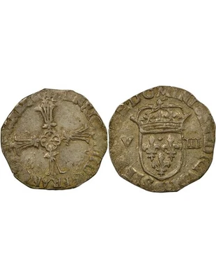 France Henri IV - 1/8 Ecu Argent, Croix feuillue - 1604 9 Rennes - Photo 1/3
