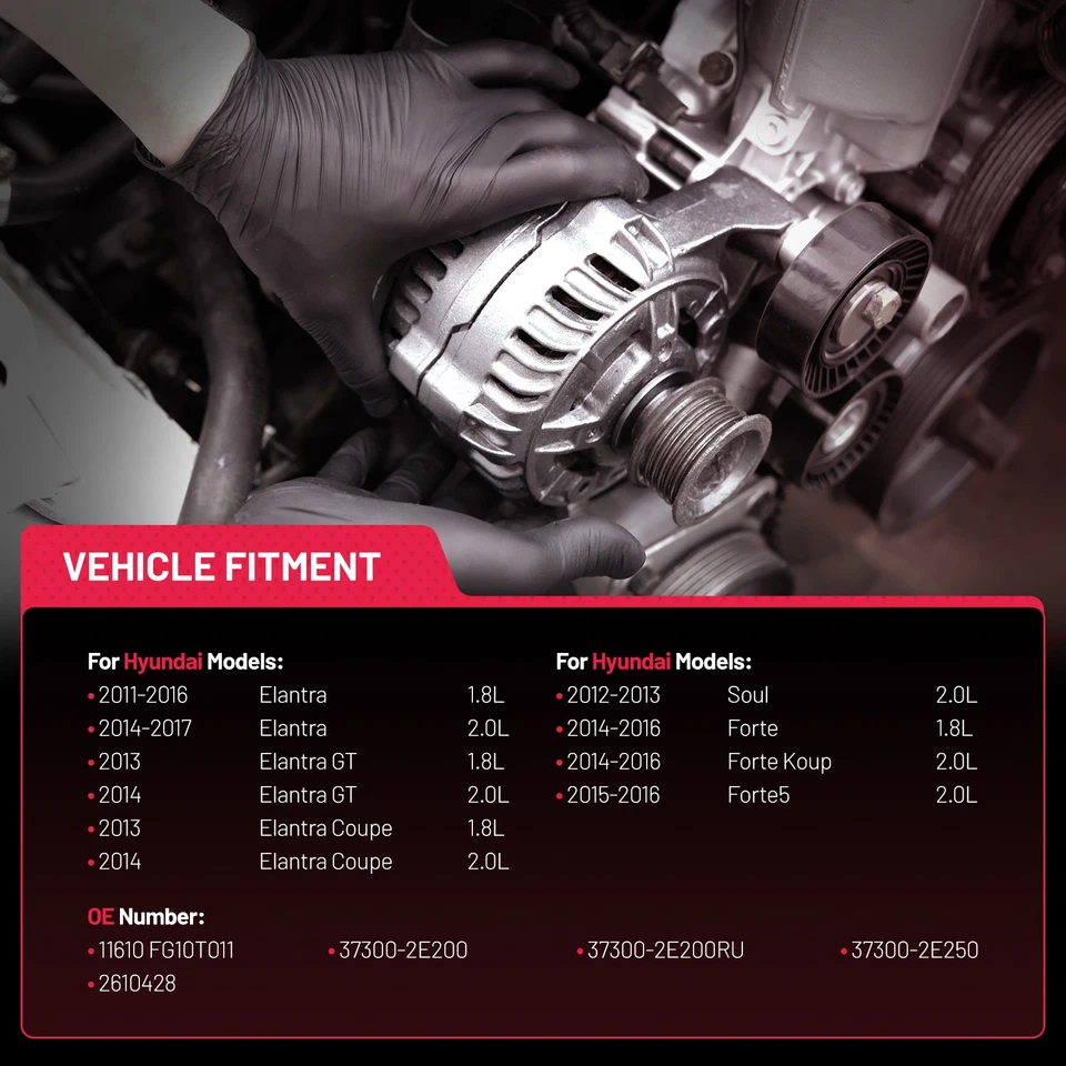 New Alternator For Hyundai Elantra 2011-2016 Kia Soul 12-13 1.8L 2.0L 12V 90A Foto 3 de 4