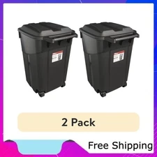 (2 pack) Hyper Tough 45 Gallon Wheeled Heavy Duty Plastic Garbage Can