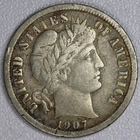 1907-D Barber Silver Dime 10C
