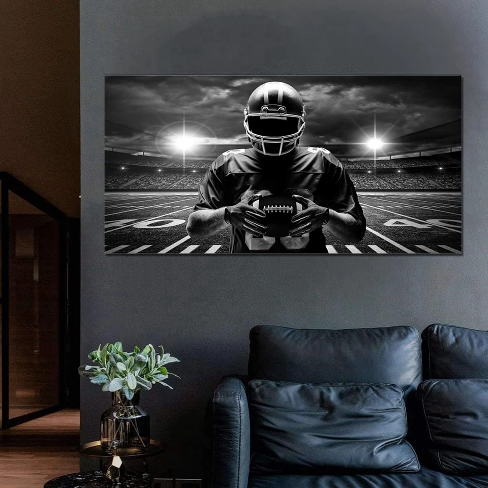 Rugby Canvas Wall Decor Black Artwork Canvas Wall Art Extra Large American Fo... - Image 4 of 4