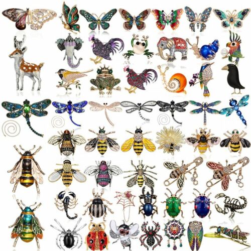 Broche mode cristal strass abeille papillon libellule épingle animaux insectes chauds - Photo 1 sur 104