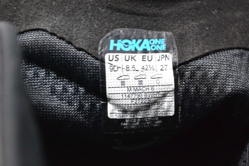 Hoka One One Mach 6 Mens 9 D Running Shoes Black Athletic Sneakers 1147790 BWHT - Picture 13 of 14