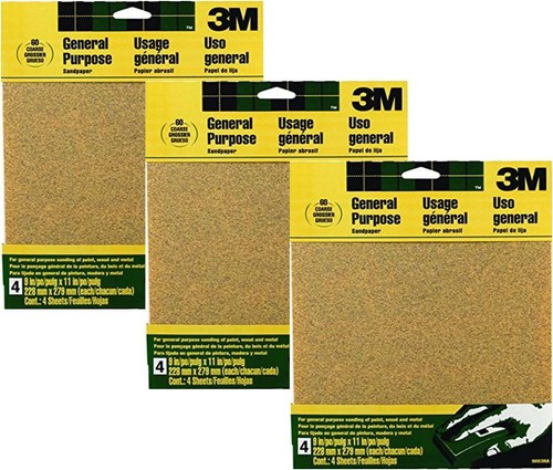 3M Aluminum Oxide Sandpaper, 9 in x 11 in, 3 Packs of 5-Sheets - Picture 5 of 7