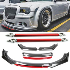 For Chrysler 300 Front Bumper Lips Splitter Spoiler Kit Carbon Fiber Strut Rods