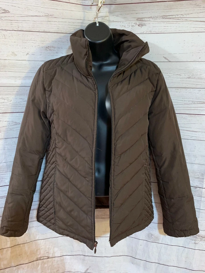Kenneth Cole Reaction Puffer Down Jacket Zipper Front Dark Brown Size S Small - Image 2 of 4