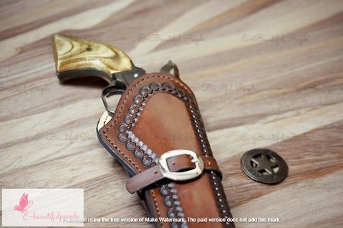 Leather Gun Holster Buckle Belt Handcrafted Revolver Cowboy Western Colt  Ruger - Picture 4 of 6