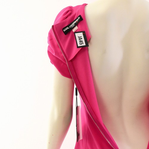 Karl Lagerfeld Casual Midi Sheath Dress Puff Sleeve Back Zip Pink Women's Size 0 - Picture 4 of 4