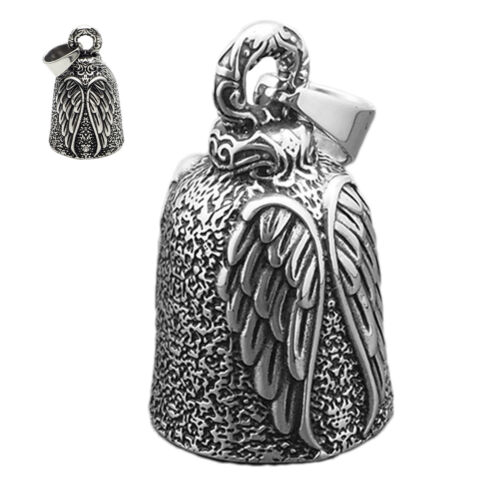 Mini Biker Motorcycle Guardian Bell Lucky Bell Angel Wings Bell Key Ring Pendant