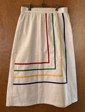 Vintage Women's Stonybrook Skirt White with Red, Green, Yellow  Blue Accent