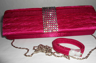 Damentasche,Abendtasche,Bag mit Kette,Clutch,Himbeere +