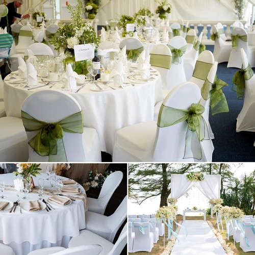Dining Room Chair Covers Slip Removable Stretch SEAT Cover Wedding Party Garden - Picture 17 of 22