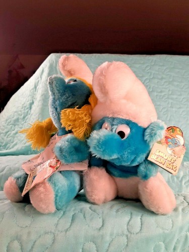 2 VINTAGE 1980/1981 PLUSH SMURFS w/ Tags 7" Smurf & 7.5" Smurfette PEYO - Picture 4 of 12