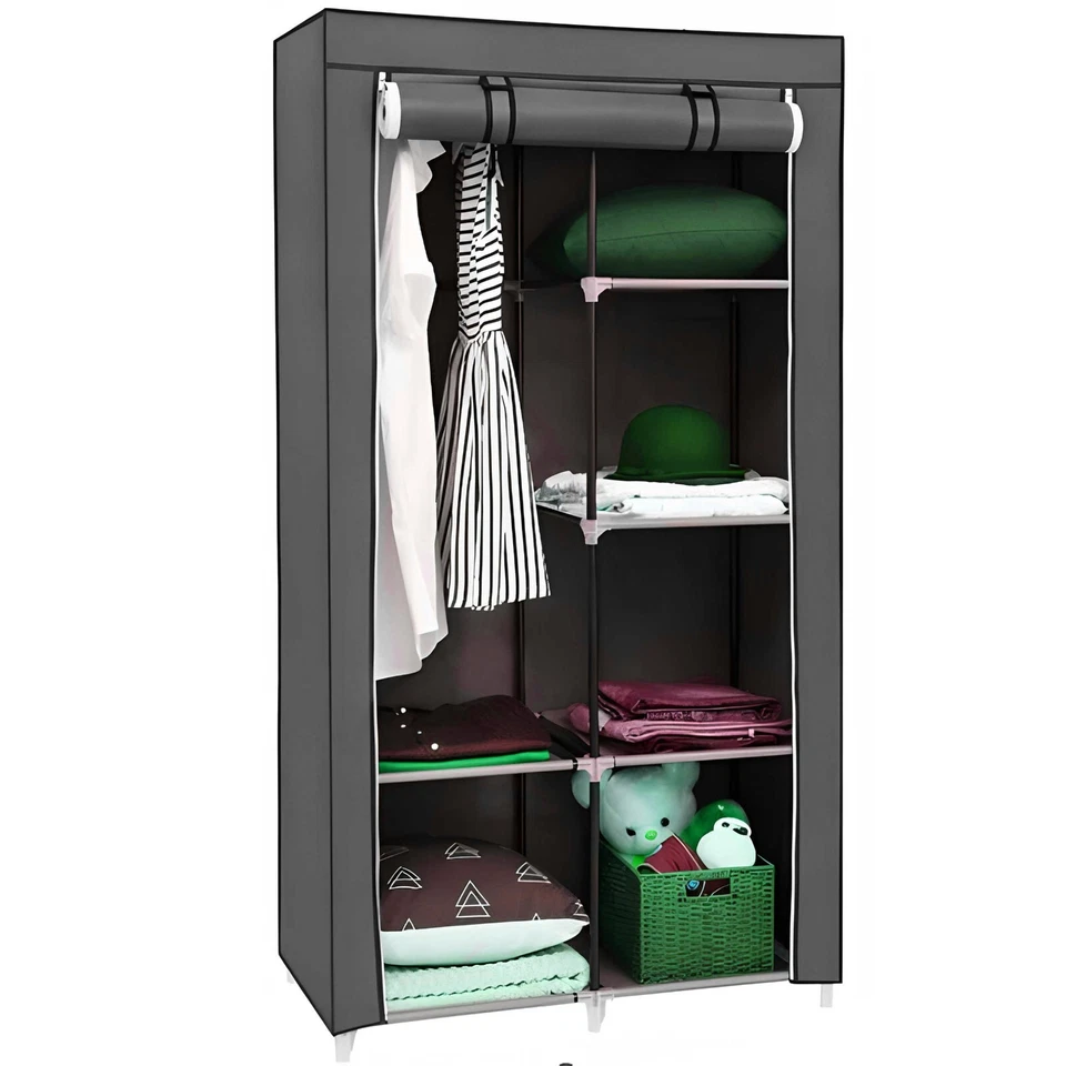 Mobiler Stoffschrank Textil Gaderobe Textilschrank Kleiderschrank Camping Retoo - Bild 2 von 4