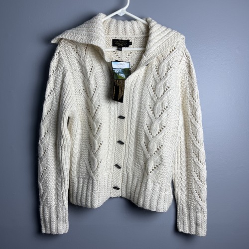 Icelandic Design Women’s Sweater Wool Silk Mohair Nylon Blend Size Med Cream NWT - Picture 2 of 10