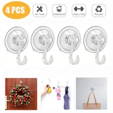 4PCS Heavy Duty Strong Suction Cup Hooks Waterproof Wall Hanger Kitchen Bathroom