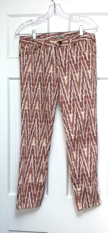 Free People Size 29 Women's Jeans White Pink Purple Foto 2 de 4