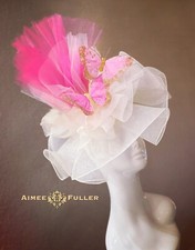 Kentucky Derby Fascinator Royal Ascot Hat Cream Ivory Pink Bridal Butterflies