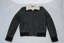 Joseph Black Chuck Bomber Lambskin Leather Shearling Zip Jacket Coat Eu38 Uk10