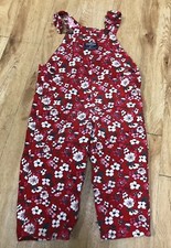 OshKosh Osh Kosh Overalls Girls 12m Red Floral Corduroy Vestbak Romper vintage