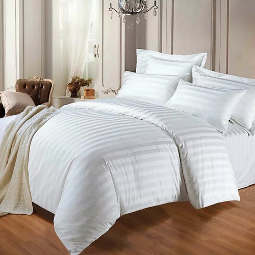 EGYPTIAN COTTON DUVET QUILT COVER SET SATIN STRIPE BEDDING SET DOUBLE SUPER KING - Picture 203 of 264