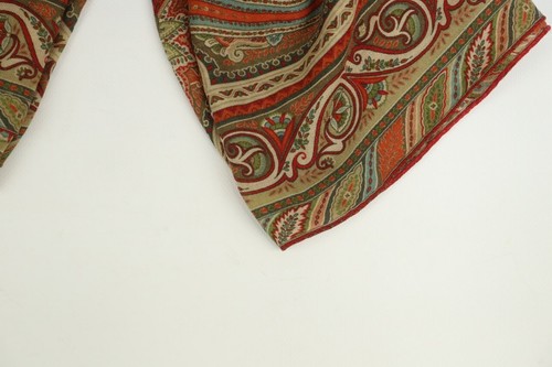 ETRO Folded Scarf Green & Red Silk Geometric Casual Lightweight Bohemian - Picture 5 of 8