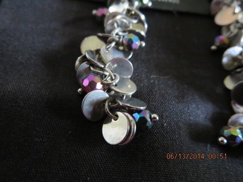 PIERCED EARRINGS--DANGLE 2 1/2" --MULTICOLOR BEADS AND SILVER DANGLES---#Y51-11 - Picture 11 of 24