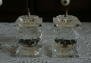 Vintage A Pair Of Swarovski Crystal Pin Candle Holder Ebay