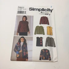 Simplicity 5907 Size XS-M Misses' Jacket or Vest 