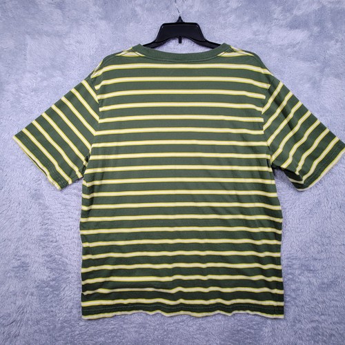BDG Pocket Shirt Mens XL Green Yellow Striped Cotton Short Sleeve - Picture 2 of 7