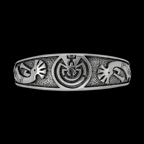 Sterling silver Kokopelli cuff bracelet with Man in the Maze design - Picture 2 of 3