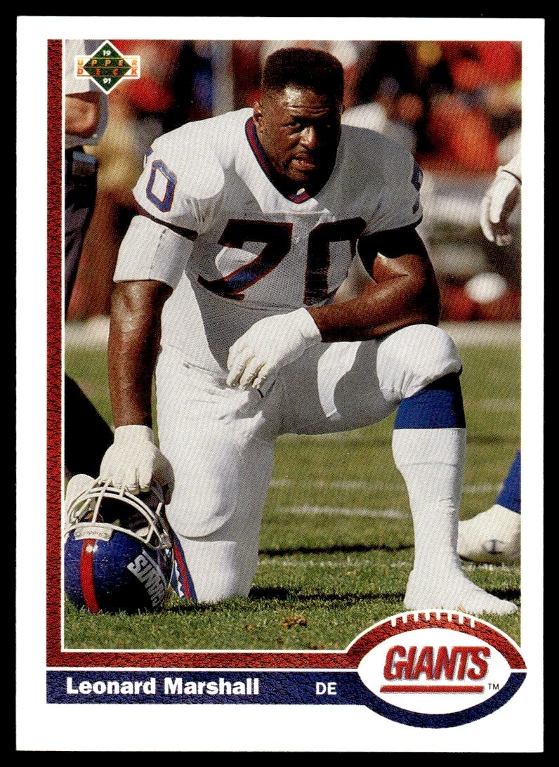 1991 UPPER DECK FOOTBALL CARD LEONARD MARSHALL #441 NEW YORK GIANTS 4336