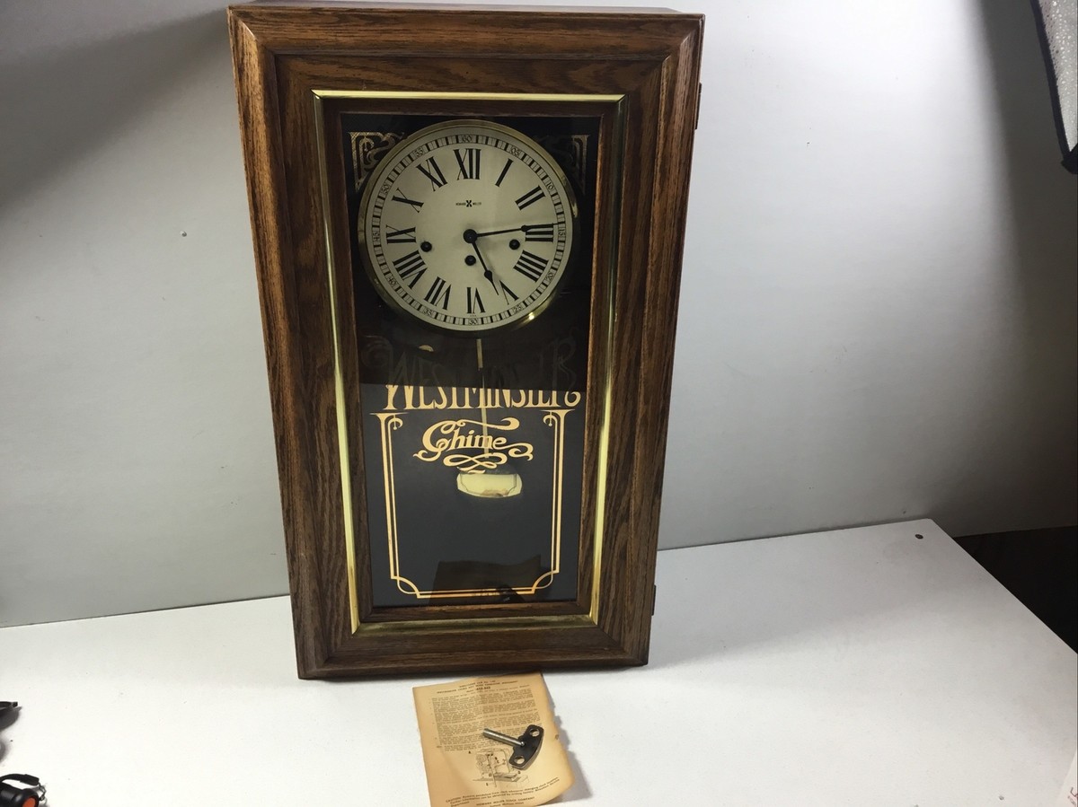 Vintg. 140 Westminster 612 542 Howard Miller Chime Wall Clock Oak