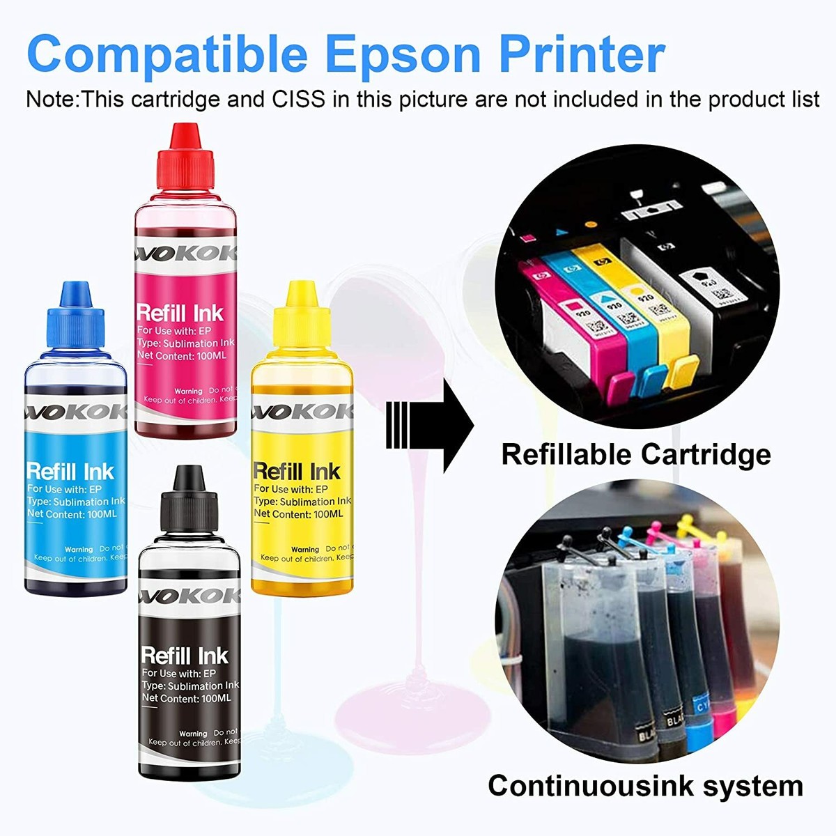Ink Ordtby Sublimation Ink CoYlBod Dye Set 4x100mL CMYK For Epson - Main Image